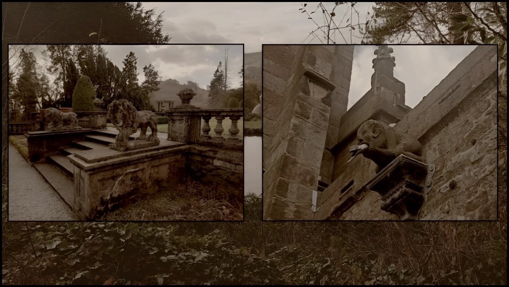 Left image: Rydal Hall Garden, Lake district. Right Image: Gargoyle/ Grotesque, pictured on a church in Derbyshire.