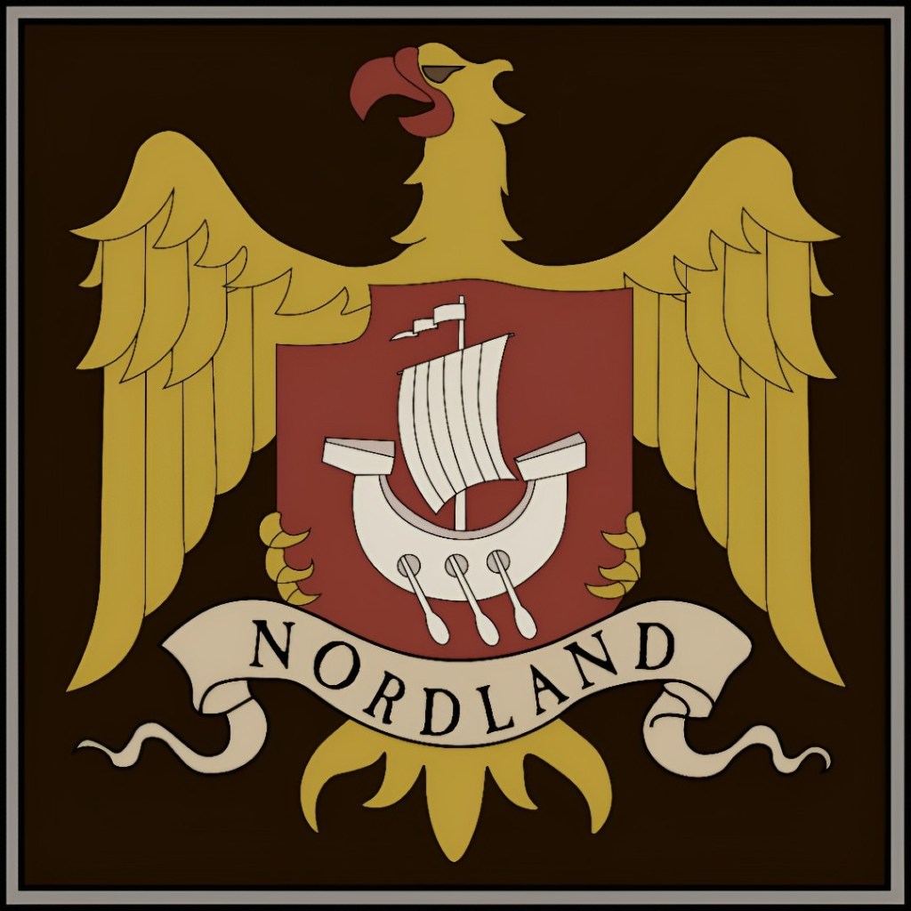 Nordland Banner. Nordland is set on the northern coast of the Empire, next to the sea of claws and is under constant threat from Norscan sea raiders.