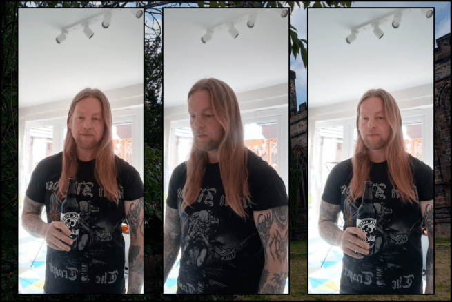 Holding bottle of black Sheep milk stout