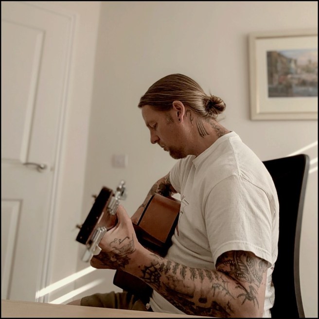 Writing new music with the Tanglewood acousitc guitar.